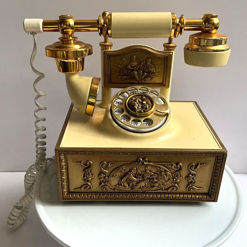 Stunning Hollywood Regency vintage rotary dial French Provincial telephone